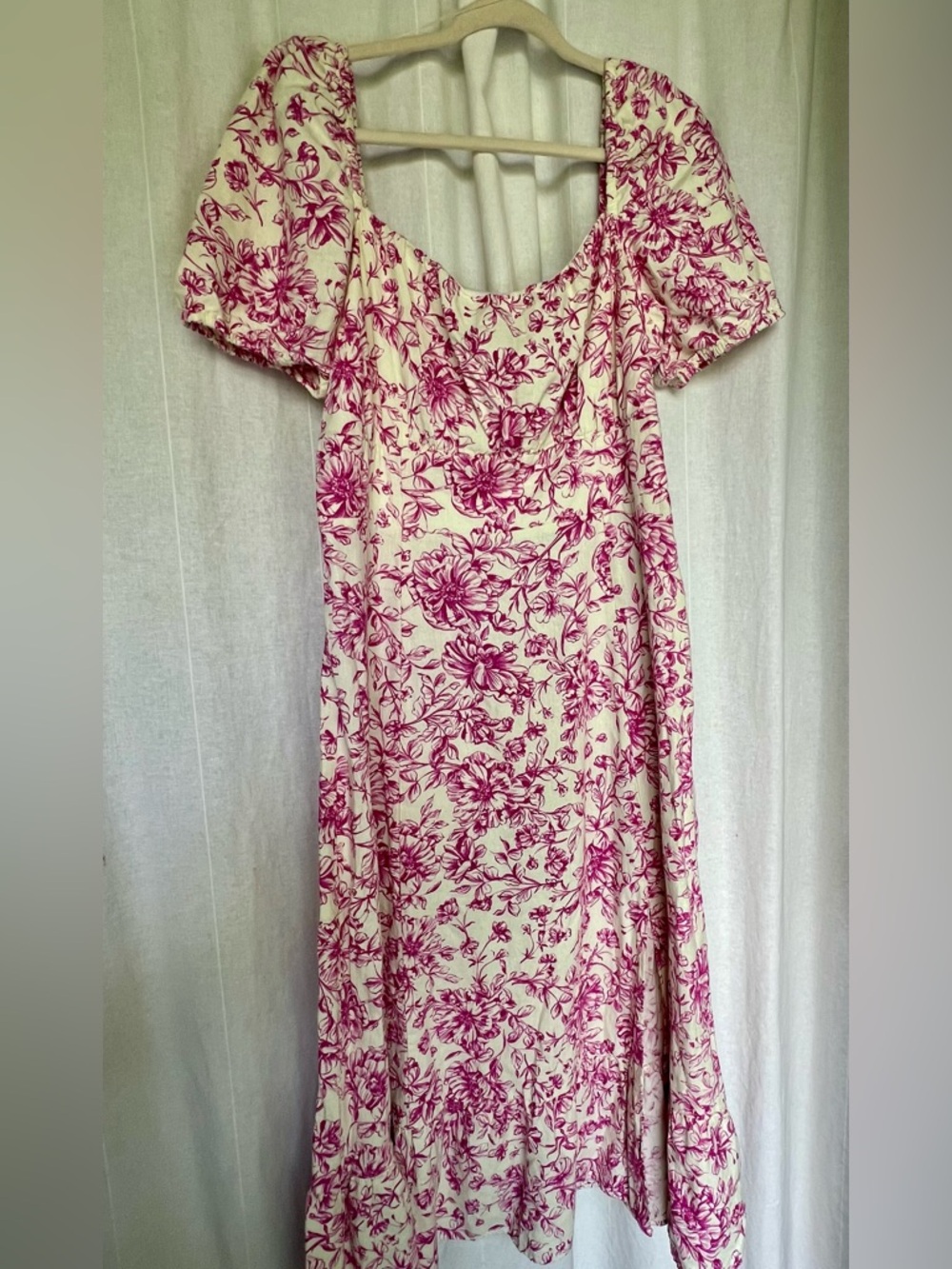 London Times Cream Maxi Dress with Magenta Floral Print